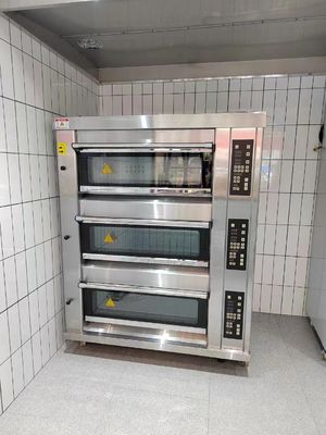 モジュラー パン屋のデッキのオーブン40X60cm 3ピザ ベーキングのための蒸気の石が付いているデッキ9の皿のガス オーブン